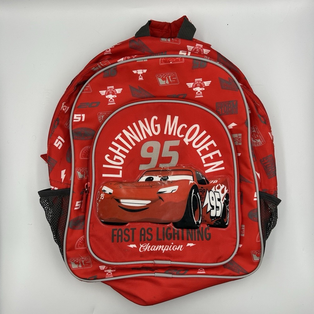 Disney Collection Backpack Lightning McQueen 16"T x 13"W‎ x 4"D Red EUC